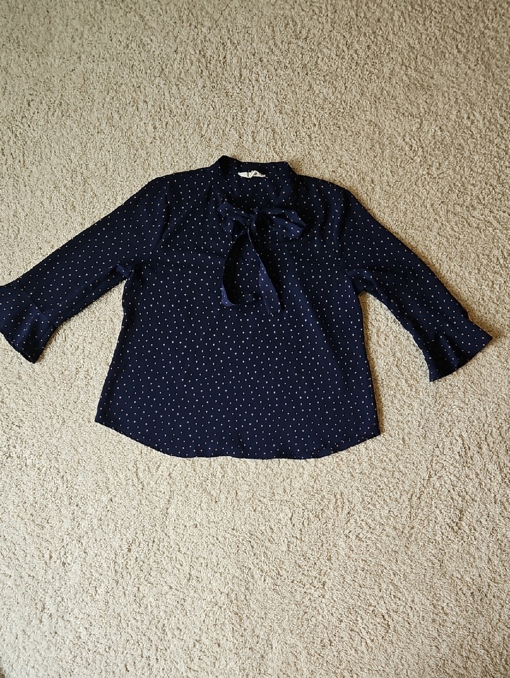 Sweet Wanderer Navy Blue Polka Dot Blouse